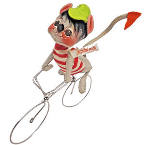 60s Annalee Dolls Boy Mouse on Bicycle Mobilitee New Hampshire USA 1965 Vintage